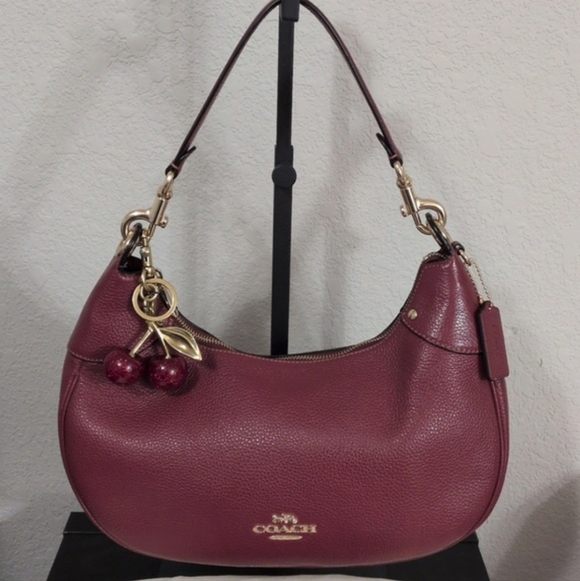 Coach Mara Hobo Shoulder Bag And Wallet Set In Cherry Pebble Leather W/ Dustbag - Picture 3 of 15